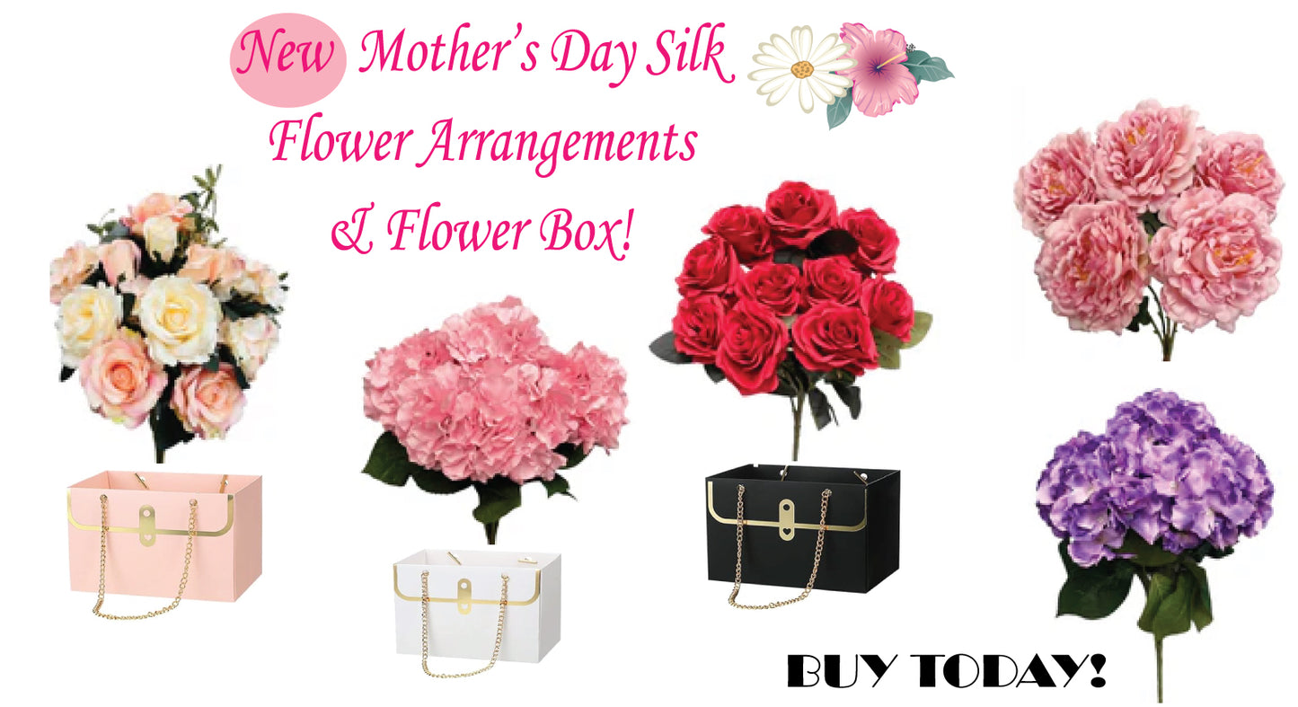 -New-Silk Mother's Day  flower Arrangements & Box! Assorted