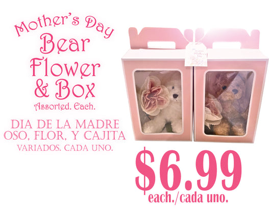 -NEW-Mother's Day Bear, Flower & Box/ -Nuevo- Dia de la Madre; Oso, Flor, Y Cajita! Assorted/ Variados.
